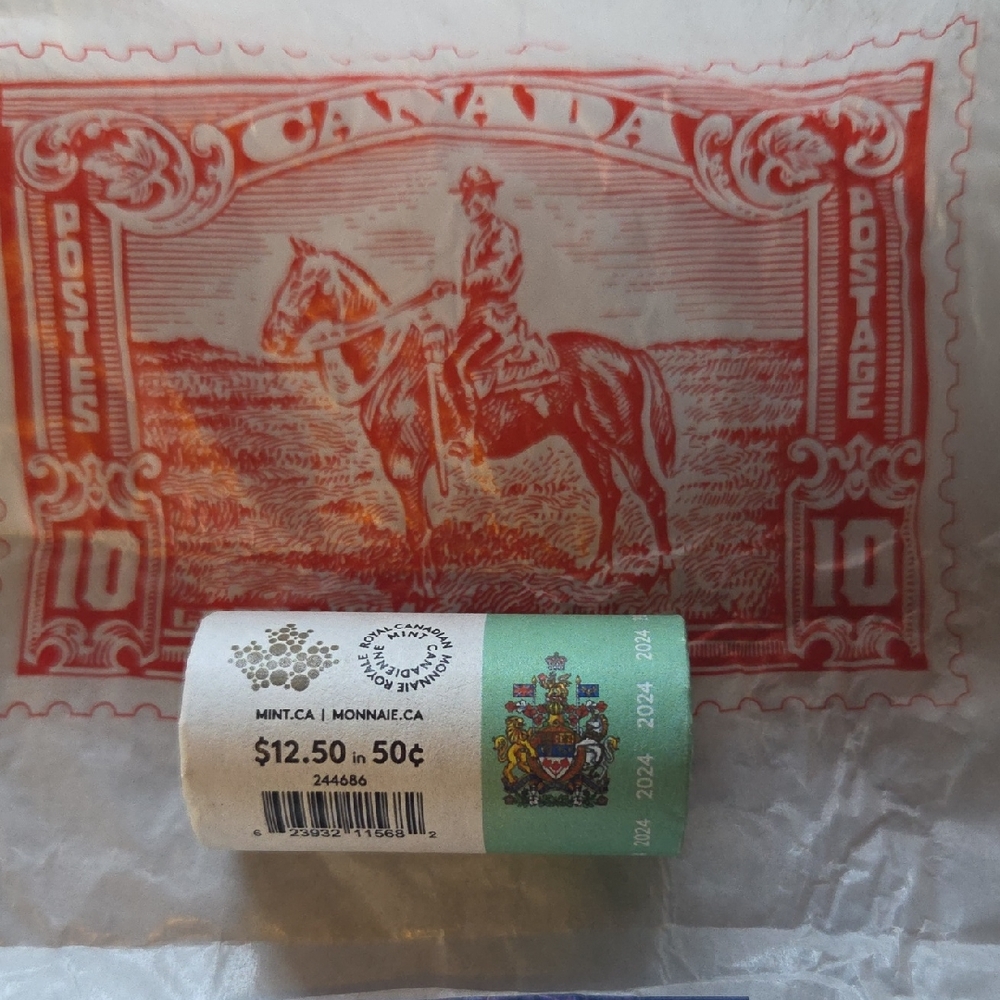 Canadian Mint Roll Of 2024 50 Cents .  New Never Opened